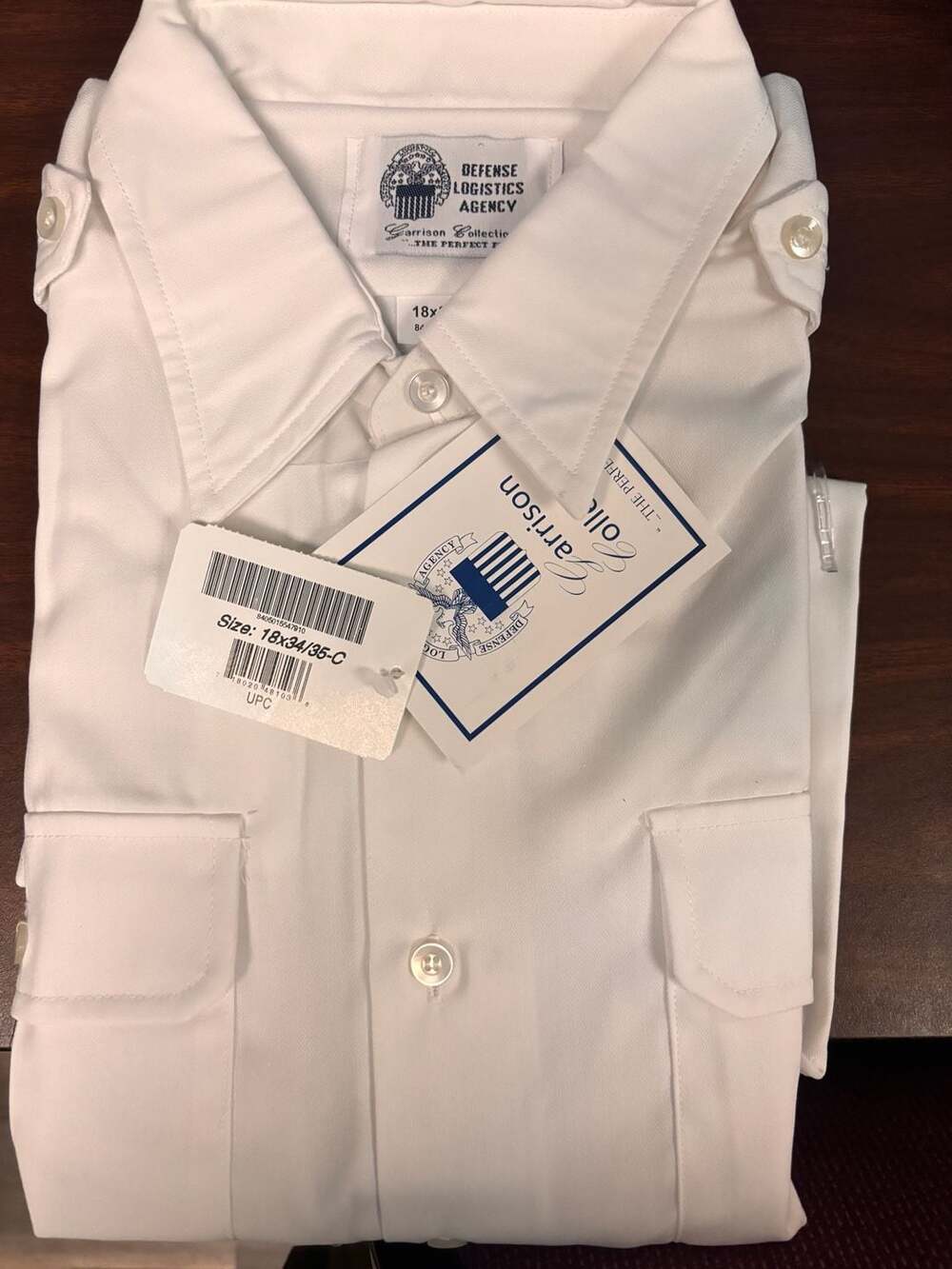 Defense Logistics Agency Garrison Collection White Uniform Long Sleeve Shirt Siz